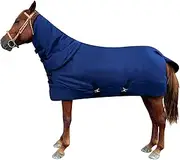 Premium 1600D Winter Waterproof Horse Blanket - Mid Weight, 400g Warm Cotton Fill (Blue, 72inch)