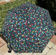 TOTES WOMEN'S UMBRELLA DROPS BLACK PUSH OPEN PUSH CLOSE 43 INCH COVERAGE NWT