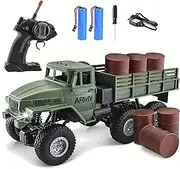 JPJCOOY RC Military Truck 6x6 Road Remote Control Car 1/16 Scale Remote Control Truck 6WD All Terrain Rock Army Transport Vehicle Toy Vehicle for Kids Children Boy Gift