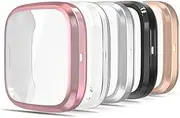 [Simpeak] [5-Pack] Case Compatible with Fit bit Versa 2 Smartwatch, Soft TPU Full Protection Screen Protector For Versa 2 (NOT FITS Versa Lite/Versa 3)- Pink/Clear/Silver/Black/Rose Gold