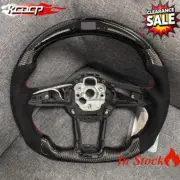 LED Carbon Fiber Steering Wheel for Audi R8 TTRS TT Quattro 4S 8S Alcantara 17+ (for: Audi)
