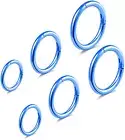 6Pcs G23 Titanium Septum Rings 16G Diameter 6Mm/8Mm/10Mm Hinged Nose Ring Hoops