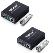 A Pair of Gigabit Multi-Mode LC Fiber Media Converter, with 2 Pcs SFP SX Modu...