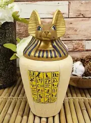 Egyptian God of The Dead Anubis Canopic Jar Statue 10.5"H With Hieroglyphs Decor