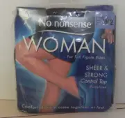 Vintage No Nonsense Woman Sheer & Strong Control Top Panty Hose Size W2 - Black