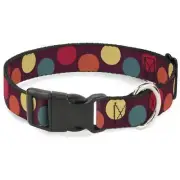 Buckle-Down Dog Collar with Plastic Clip, Big Dots Purple Pastel 13-18" x 1.5"