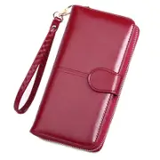 Women Wallet Large Leather Designer Card and Smartphone Holder Organizer Long Ladies Travel Clutch Wristlet- Wine Red