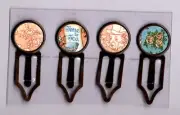 Graphic45 ALICE'S TEA PARTY #101 Antique Copper (4) Metal Clips HANDMADE
