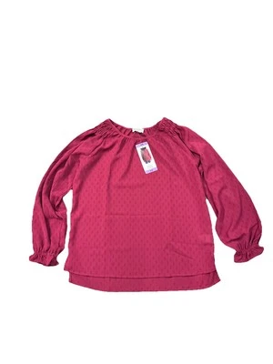 NWT Women's JESSICA SIMPSON Red Long Sleeve Peasant Blouse Size *Large*