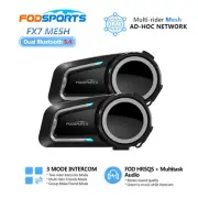2XFodsports FX7 Motorcycle Intercom Bluetooth Helmet Headset 2KM 10 Riders MESH