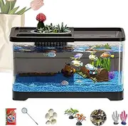 TQEBWUS Beginner Fish Tank - Fish Tank Kit with LED Lighting and Decor - High-Transparent Glass Aquarium Set for Dorm Kids Room Living Room Desktop