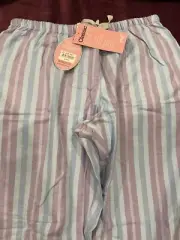 Peter Alexander classic PJ Pants purple blue stripe Large New
