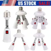 E26/E27 Light Bulb Adjustable Socket Splitter Bulbs Socket Connector with Switch