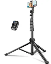 Phone Tripod, 72" Camera Stand Tripod with Remote and Phone Holder, Stable & ...