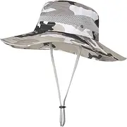 [ZLYC] Waterproof Camo Sun Hat for Men Women Wide Brim Packable Outdoor Mesh Fishing Bucket Hats