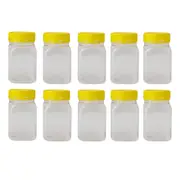 10x 500g Plastic Honey Jars + Lids - Square Clear Food Grade Packaging Containers