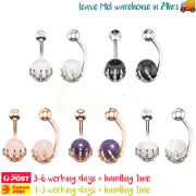 2PCS Belly Piercing Bars Navel Button Ring Surgical Steel Hand Stone Jewellery