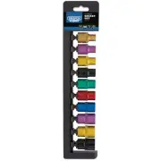 Draper Metric Coloured Standard Socket Set 1/2"D 10 Piece 6 Point 50493
