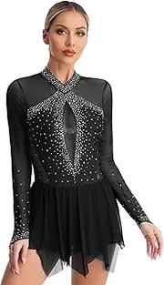 [Loodgao] Women's Figure Ice Skating Layered Keyhole Gymnastic Leotard Roller Skating Dance Costume