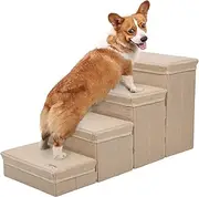 Stairs, 4 Step Dog Couch Steps for Pets, Stairs and Steps for Small Dogs with Storage Space, Non-Slip Dog Ramp, Indoor Stairs for Dog Kennels for Pets, Cats and Bellv