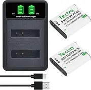 Tectra 2pcs LI-90B LI-92B DB-110 Battery and LED Dual Charger for Olympus Tough TG-7, TG-6, TG-5, TG-Tracker, Tough SH-1, SH-2, TG-1 iHS, TG-2 iHS, TG-3, TG-4, SH-50 Cameras