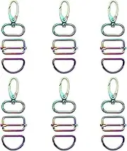 EMSea 18PCS Rainbow Hardware Buckles Clasp Set Include Colorful Swivel Hook with D Rings and Sliding Buckle for Making Keychain Lanyard Dog Collar Bag Purse Hardware DIY Craft