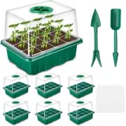 6 Pack Seed Trays,72 Cell Seedling Propagation Trays with Elevated Lids,Reusa...