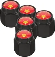 JECOMPRIS 5pcs Splashproof Dirtproof Tire Valve Cap with Unique Flag Designs for Trucks Motorcycles Durable Valve Stem Covers for Car Decoration Tire Performance