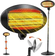Infrared Outdoor Heater with 3 Heating Settings, Adjustable Height, Overheat & Tip-Over Protection, Free-Standing Heater 2000W