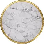 iplusmile Round Marble Pattern Tray Elegant Serving Dish Versatile Storage Tea Tray for Home Decor for Fruits Snacks with Frame