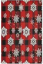 GAIREG Snowflakes Red Black Checkered Dish Towels for Drying, 28x18 Decorative Chef Towels for Cooking, Set of 4