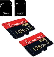 2 Pack Micro SD Card 128GB Class 10 with SD Adapter High Speed Memory Card for Tablet,Camera,Drone
