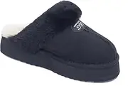[UGG AUZLAND SHEEPSKIN] Platform UGG Slippers for Women Men,Australian Shearling Slipper Shoes Pink/Grey/Black/Chestnut,Warm and Comfort