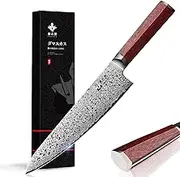 FUJUNI Damascus Chef Knife VG-10 Steel 67-Layer Damascus Professional 8-inch Kitchen Knife Full Tang Ergonomic Natural Wood Handle,Razor Sharp Cooking Knife with Gift Box