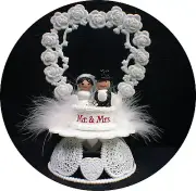 Adorable Mr & Mrs Wedding Cake Topper Bride Groom Top Heart Ornament centerpiece