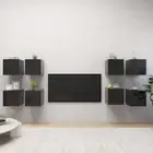8pcs Wall-Mounted High Gloss Cabinets TV Storage Bookshelf Racks Shelf Cupboards