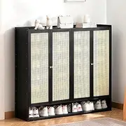 Bamboo Shoe Cabinet, Shoe Storage Cabinet with Doors, Freestanding Bamboo Shoe Rack Organizer with Shelves for Entryway, Hallway, Closet, Living Room,A,121cm