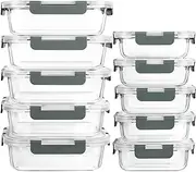 [10 Pack] Glass Meal Prep Containers with Lids-MCIRCO Glass Food Storage Containers with Lifetime Lasting Snap Locking Lids, Airtight Lunch Containers, Microwave, Oven, Freezer and Dishwasher Safe