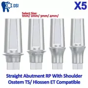 5x DSI Dental Fixture Straight Prosthetic With Shoulder RP 2.5mm Oss tem TS