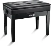 Adjustable Piano Bench with Storage, Solid Wood Keyboard Bench Wooden Piano Book