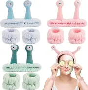 SuPoo 9pcs Spa Headband and Wristband Set Cute Spa Wristbands for Washing Face Makeup Headband