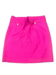 Banana Republic Women’s PINK Lined Linen Short Belted Waist Skirt Size 2 NEW