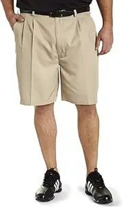 (44 Regular, Khaki) - Reebok Big & Tall Golf Play Dry Continuous Comfort Pleated Shorts