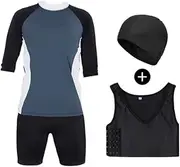 [BaronHong] Chest Binder Quick-Drying Snorkeling Short Sleeve T-Shirt +Swimming Shorts for Trans Lesbian Tomboy