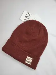New ZARA Kids Wine Red Knit Beanie Hat Winter Fall Spring size M 54 cm Y160C