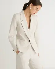 NWT J.Crew $198 Women's Parke blazer in stretch linen blend, Flax Ivory, Sz 4