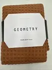 NEW Geometry Waffle Bath Towel 26" x 67". Clay