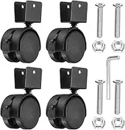 uxcell 2" Swivel Caster with 0.71" U Bracket, 4 Pack 360° Rotation Nylon Swivel No Noise Wheel with Brake Locking Caster for Furniture Legs Black