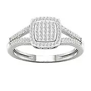 10k White Gold Round Cut 0.25Ct Diamond Engagement Ring Size 8 Clarity I2