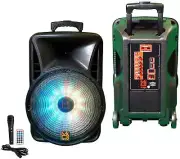 Mr. Dj DJ15BAT+ 15" Portable Trolley PA DJ Active Powered Bluetooth TWS Speaker